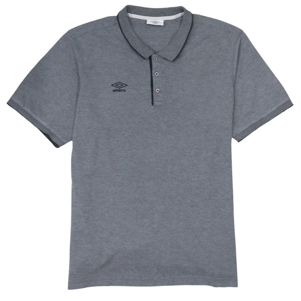 Umbro 90's Short Sleeves Quarter Button Polo Shirt XLarge Grey