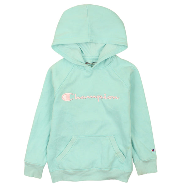 Champion Womens Small Spellout Hoodie 90s Pullover Blue Vintage