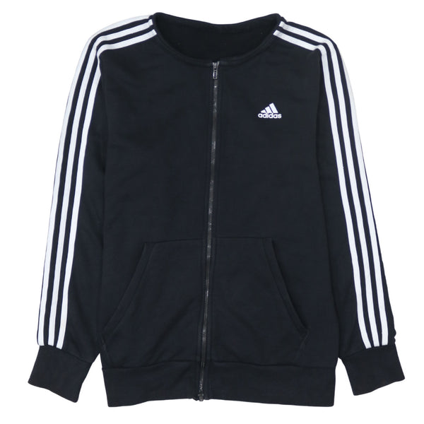 Adidas 90's Striped Sleeve Full Zip Up Sweatshirt Small  Black