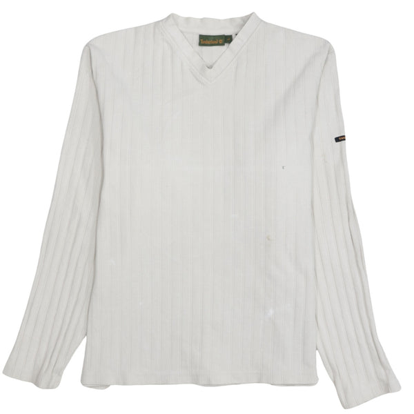 Timberland 90's Lightweight V Neck Sweatshirt Large Beige Cream