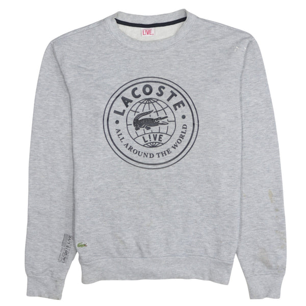 Lacoste 90's Spellout Crew Neck Sweatshirt XLarge Grey