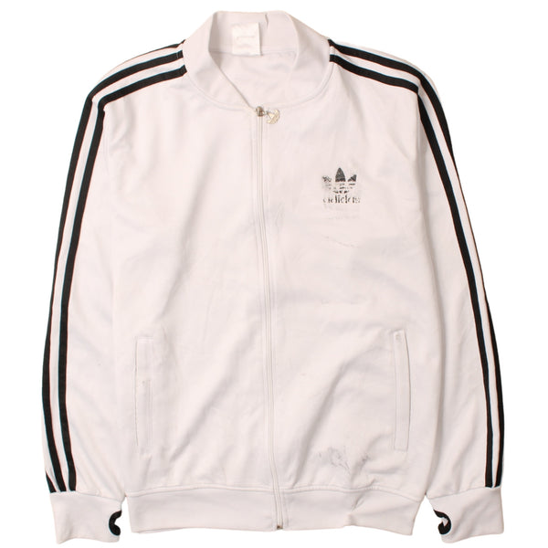 Adidas 90's Striped Sleeves Full Zip Up Sweatshirt Large White