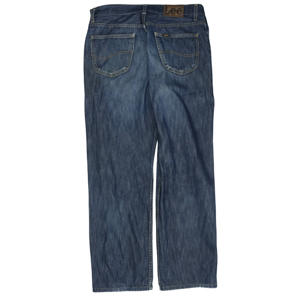 Lee 90's Navy Blue Lightwash Straight Leg Baggy Trousers / Pants 34