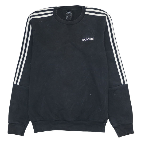 Adidas 90's Striped Sleeve Crew Neck Sweatshirt Small Black