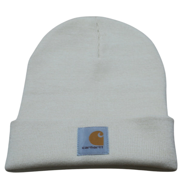 Carhartt 90's Vintage Beanie Cap Winter Hat Ribbed Knit One Size Beige Cream