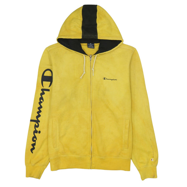 Champion Yellow 90's Full Zip Sportswear Hoodie Men's Large