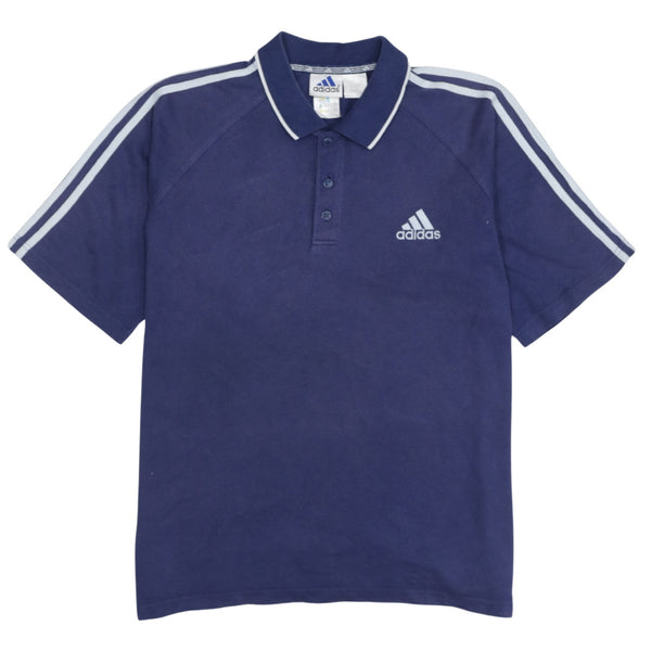 Adidas 90's Short Sleeves Quarter Button T Shirt Medium Navy Blue