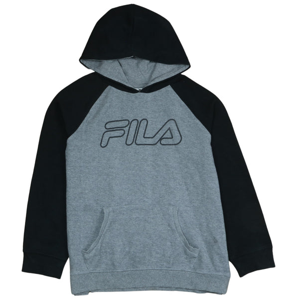 Fila 90's Spellout Pullover Hoodie XLarge Black Vintage Style