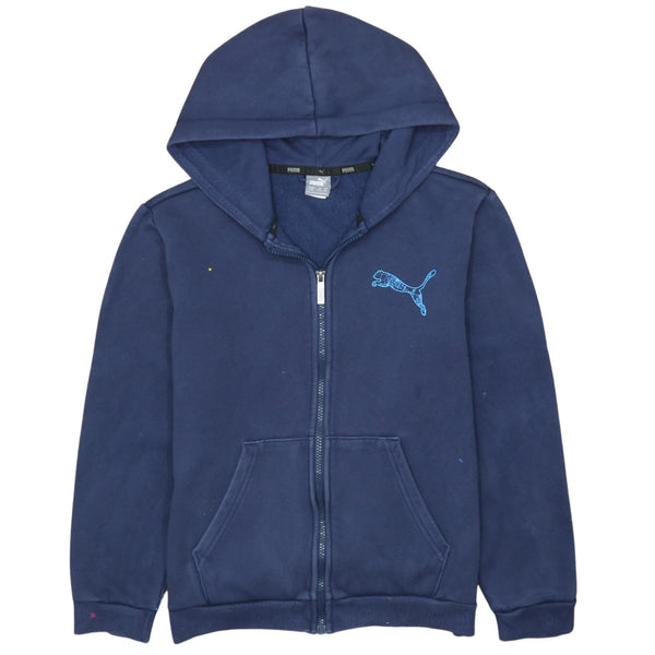 Puma 90's Drawstring Pockets Full Zip Up Hoodie Large Navy Blue