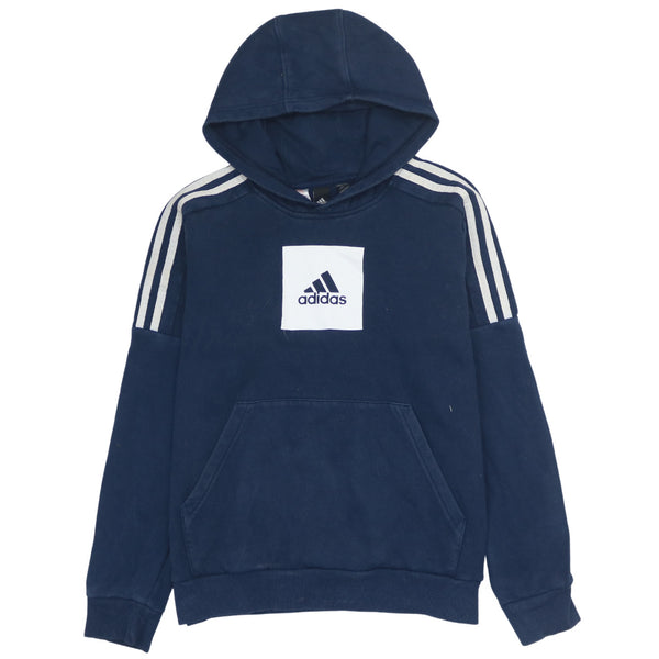 Adidas Women's 90's Vintage Spellout Pullover Hoodie Navy Large