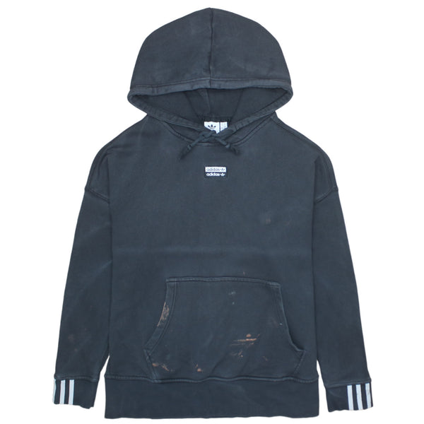 Adidas 90's Vintage Black Hoodie 3 Stripes Pullover Medium