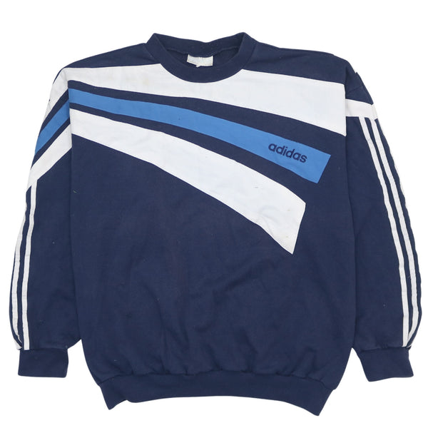 Adidas 90's Striped Sleeve Crew Neck Sweatshirt XXXLarge  Navy Blue