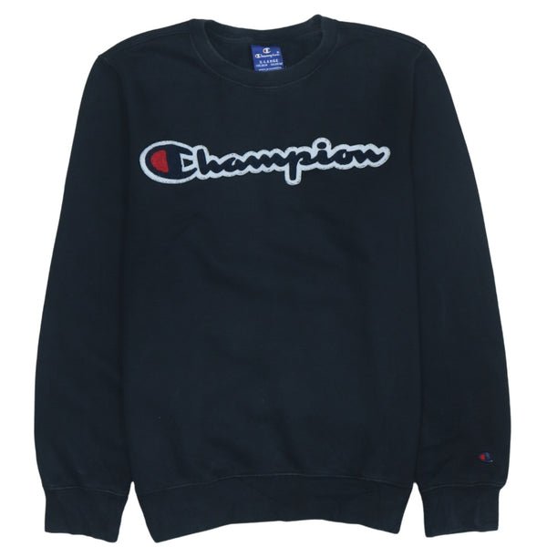 Vintage 90's Champion Spellout Crewneck Sweatshirt Black XL