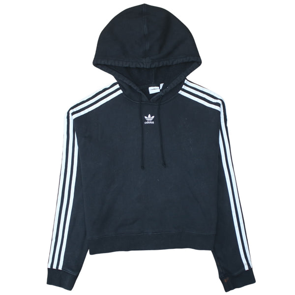 Adidas 90's Striped Sleeve Pullover Hoodie Medium  Black