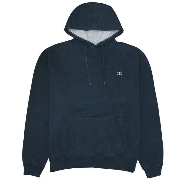 Champion 90's Drawstring Pockets Pullover Hoodie XLarge Black