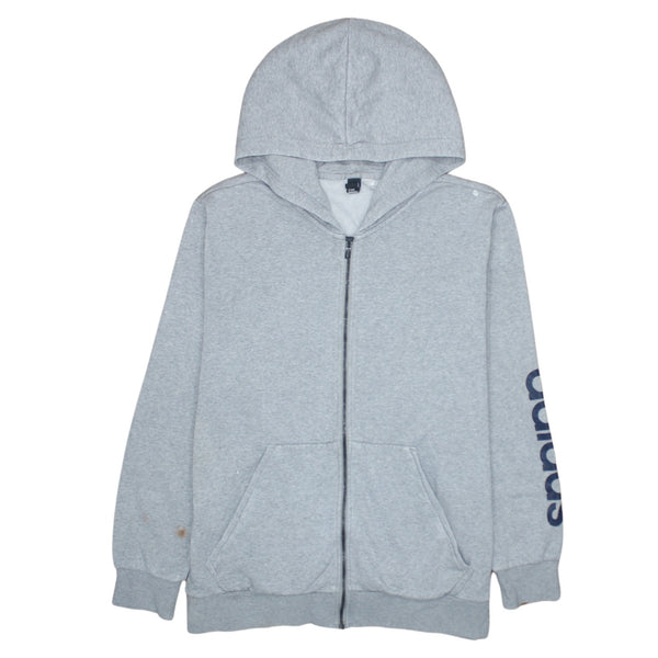Adidas 90's Drawstring Pockets Full Zip Up Hoodie XLarge  Grey