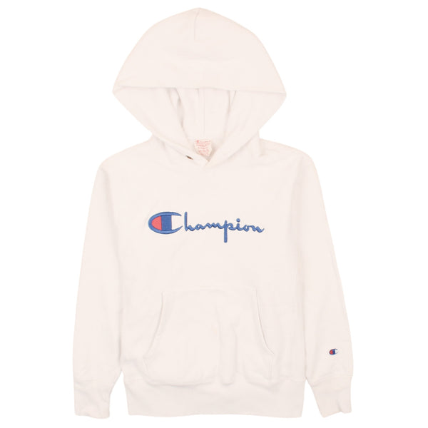 Champion 90's Reverse Weave White Hoodie XSmall Retro Spellout VTG