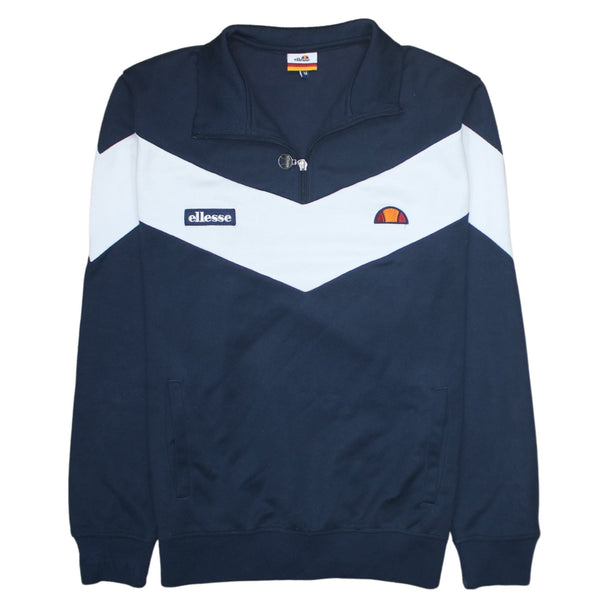 Ellesse 90's Lightweight Quarter Zip Sweatshirt Medium Navy Blue