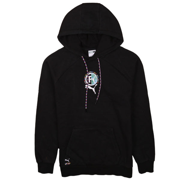 Puma Vintage 90's Black Drawstring Pullover Hoodie Men's Small, Pockets