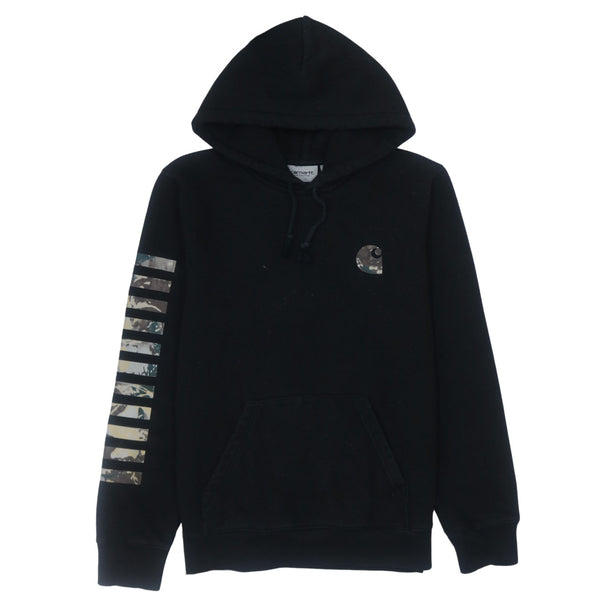 Carhartt Vintage 90's Black Pullover Hoodie Small with Drawstring & Pockets