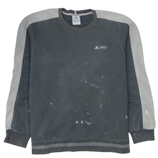 Adidas Men's 90s Vintage Grey Crew Neck Sweatshirt Large Fit