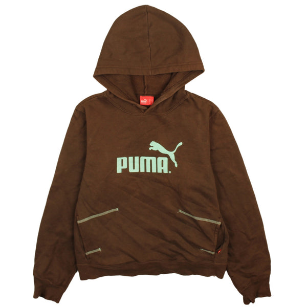 Puma 90's Vintage Spellout Pullover Brown Hoodie Women's Large