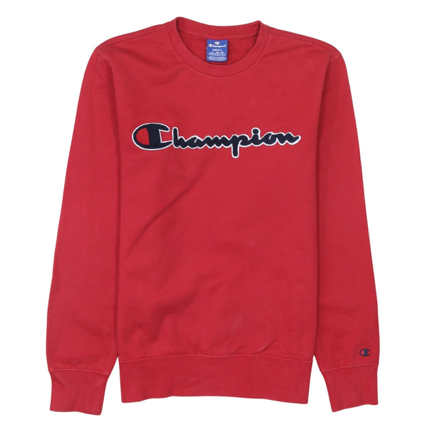 Champion 90's Spellout Crew Neck Sweatshirt Small Red
