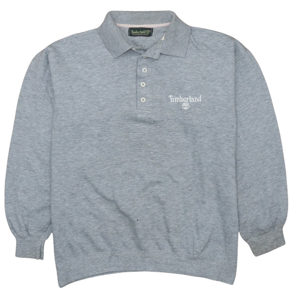 Timberland 90's Vintage Quarter Button Grey Long Sleeve Sweatshirt Medium