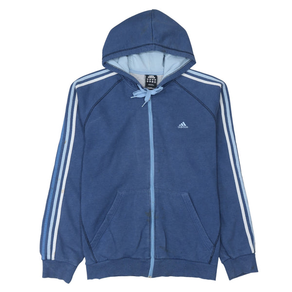 Adidas 90's Striped Sleeve Full Zip Up Hoodie XLarge Blue