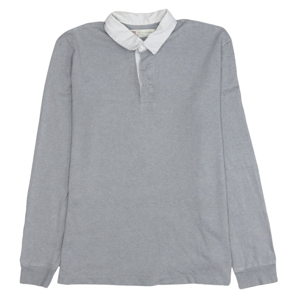 Levi's 90's Long Sleeve Quarter Button Polo Shirt Large Grey