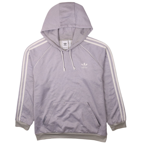 Adidas 90's Striped Sleeve Pullover Hoodie XLarge Grey