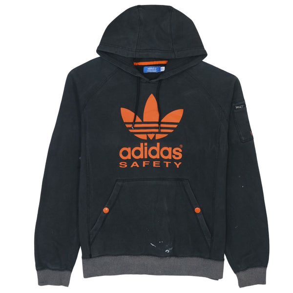 Adidas 90's Vintage Spellout Pullover Hoodie Men's L Black