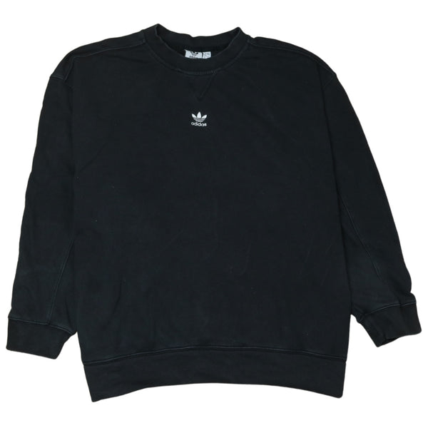 Adidas Women's 90s Vintage Black Heavyweight Crew Neck Sweatshirt L