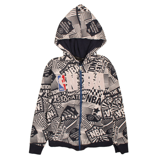 NBA 90's Spellout Full Zip Up Hoodie Medium Navy Blue