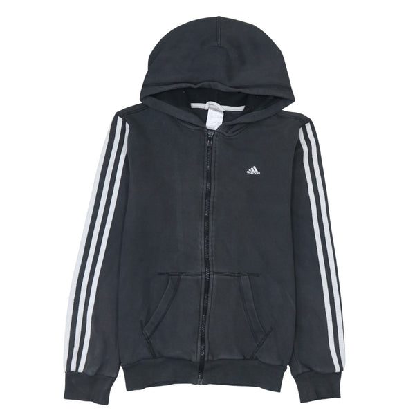 Adidas 90's Striped Sleeve Full Zip Up Hoodie Small Black