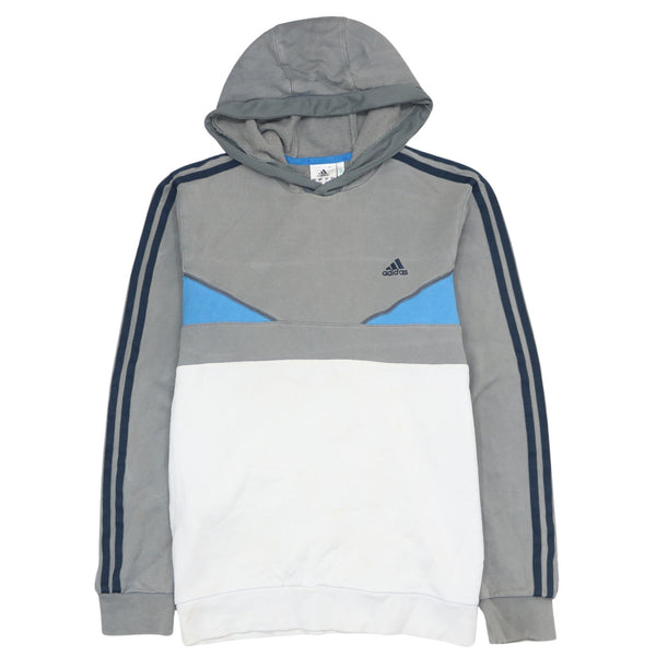 Adidas 90's Original Striped Sleeve Medium Grey Pullover Hoodie