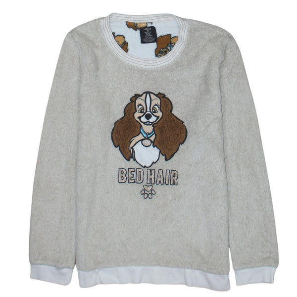 Disney 90's Bed Hair Crew Neck Sweatshirt Small Beige Cream