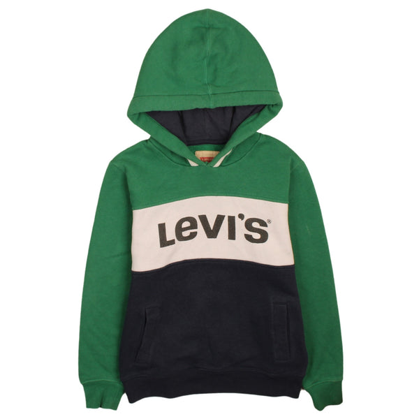 Levi's 90's Green Spellout Pullover Hoodie Womens Small Vintage