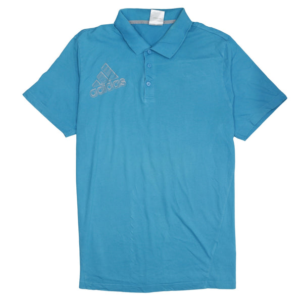 Adidas 90's Short Sleeves Quarter Button Polo Shirt XLarge Blue