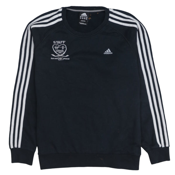 Adidas 90's Striped Sleeve Crew Neck Sweatshirt Medium Black