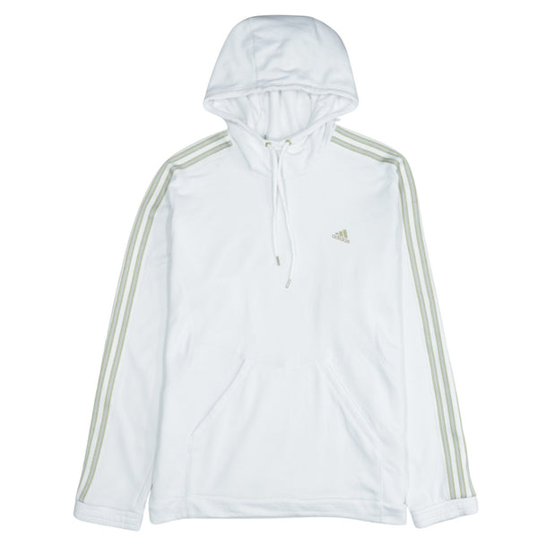 Adidas 90's Vintage Striped Sleeve Pullover Hoodie Men's Large White