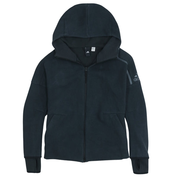 Adidas 90's Vintage Sportswear Hoodie Small Black Full Zip Retro