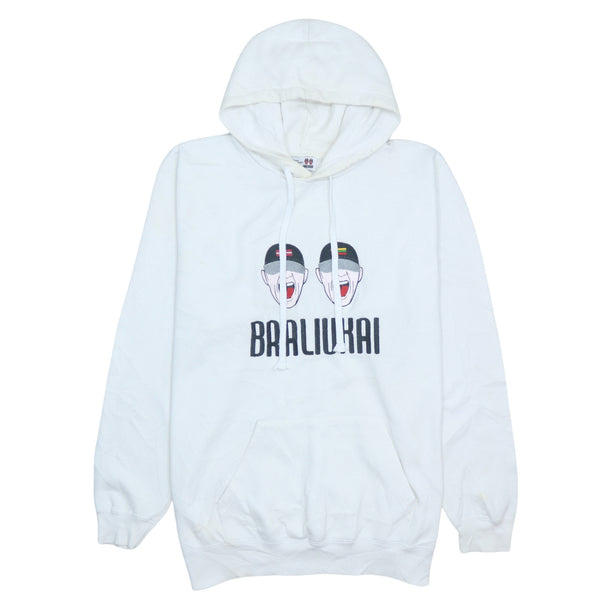 Retro 90's Braliukai Pullover Hoodie 2XL White Cotton Men's