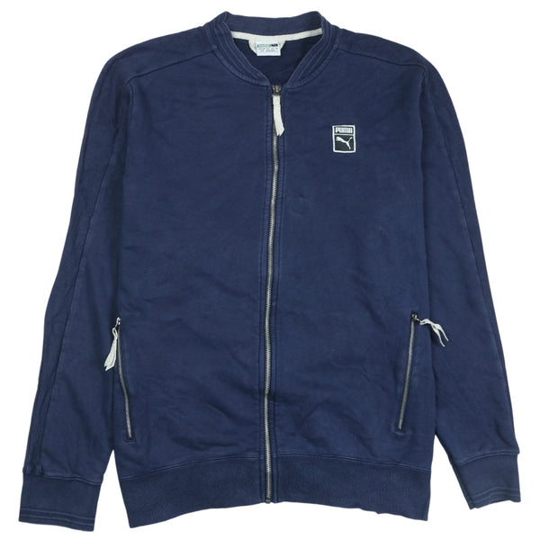 Puma 90's Heavyweight Full Zip Up Sweatshirt Large Navy Blue