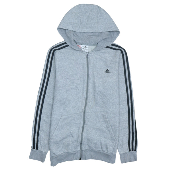 Adidas 90's Vintage Grey XLarge Hoodie Stripe Sleeve Full Zip Up
