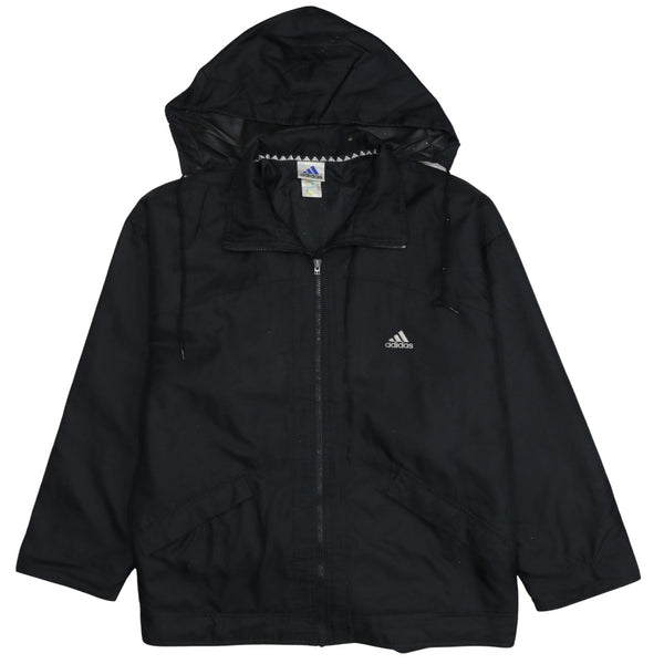 Adidas 90's Hooded Full Zip Up Windbreaker Large Black