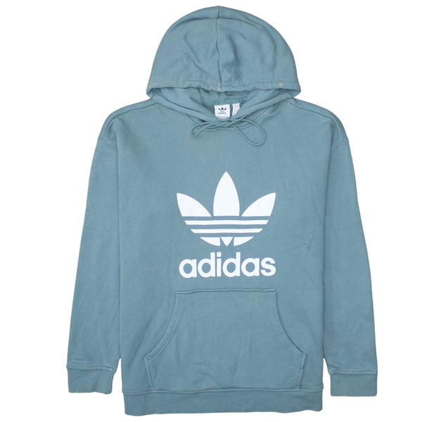 Adidas 90's Spellout Pullover Hoodie Large Blue