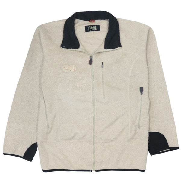 Fila 90's Vintage Hiking Full Zip Fleece Jumper Large Beige Cream