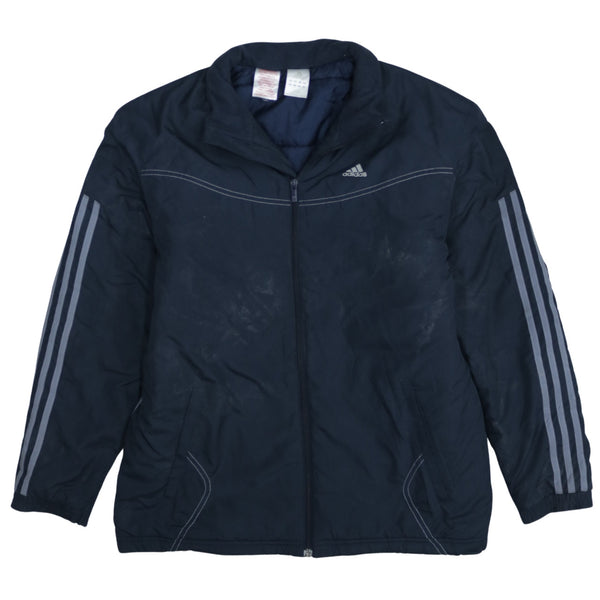 Adidas 90's Navy Blue Striped Sleeve Windbreaker XLarge