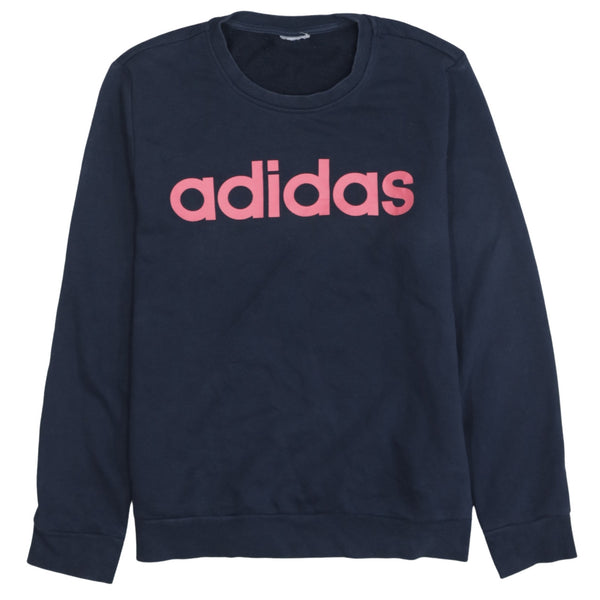 Adidas 90's Spellout Crew Neck Sweatshirt Small  Navy Blue